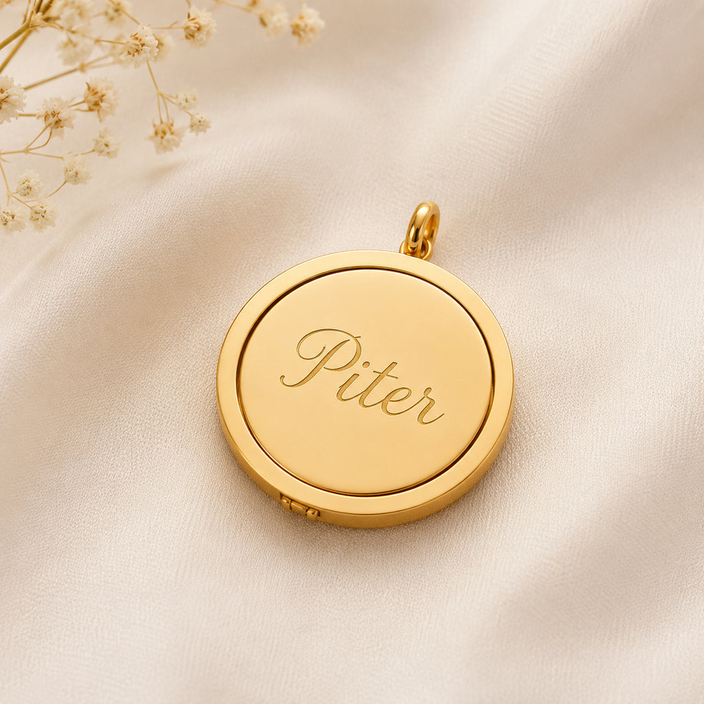 Personalized Round Locket Pendant 18K Waterproof