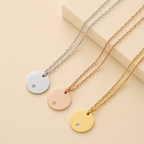 Personalized Round Charm Necklace 18K Waterproof