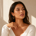 Medium Textured Hoop Earrings 18K Waterproof