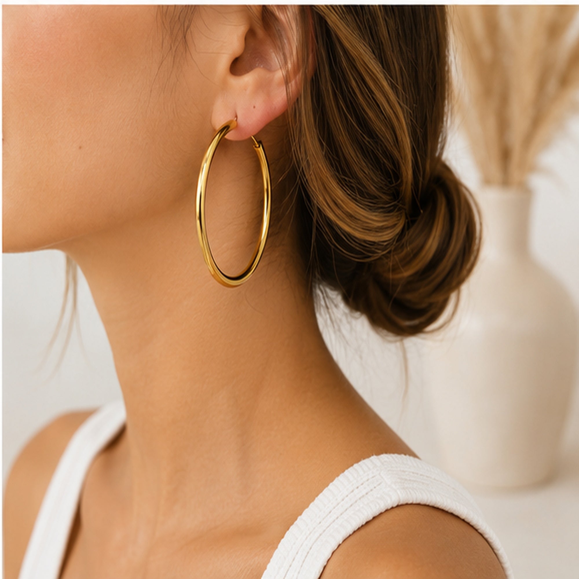 Large Hoop Earrings 18K Waterproof