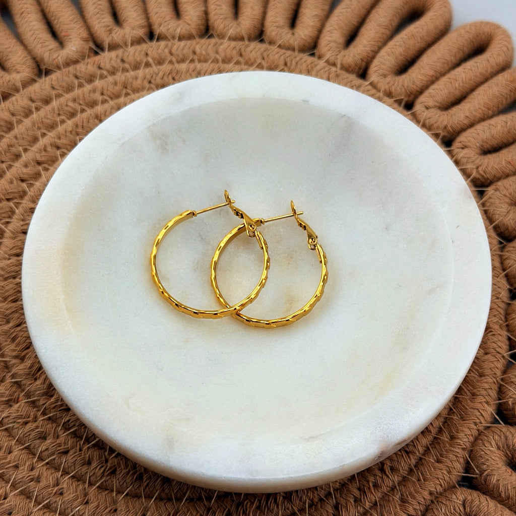 Mini Textured Hoop Earrings 18K Waterproof