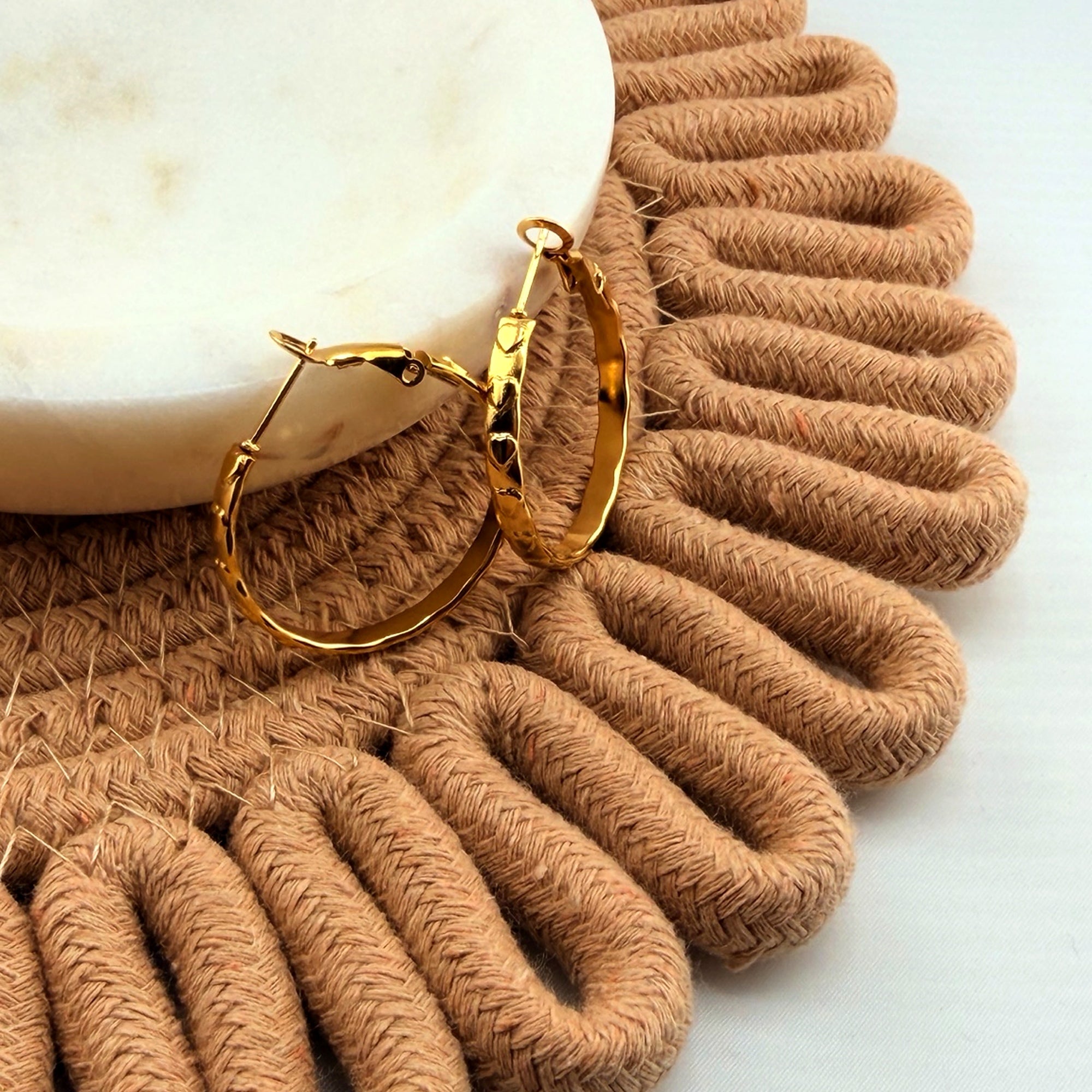 Mini Textured Hoop Earrings 18K Waterproof