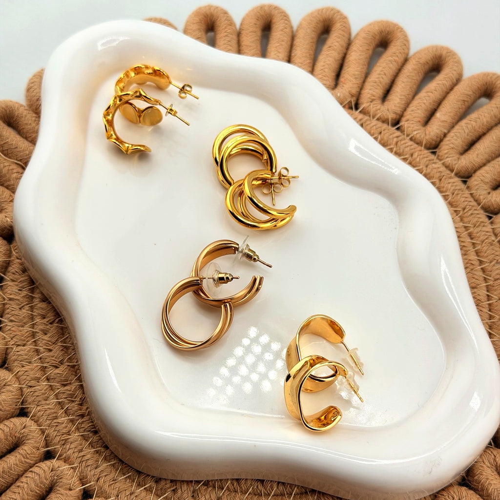Triple Mini Hoop Earrings 18K Waterproof
