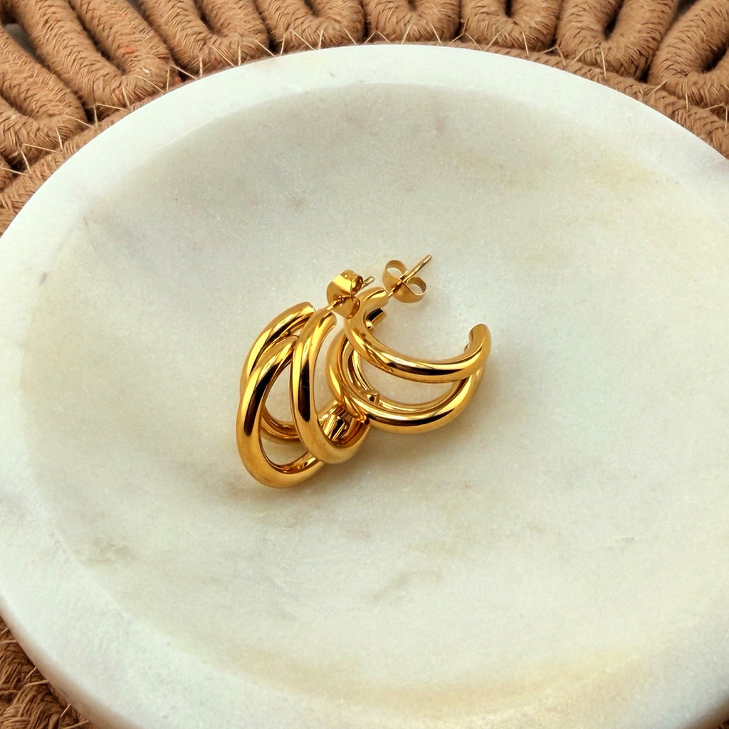 Triple Mini Hoop Earrings 18K Waterproof