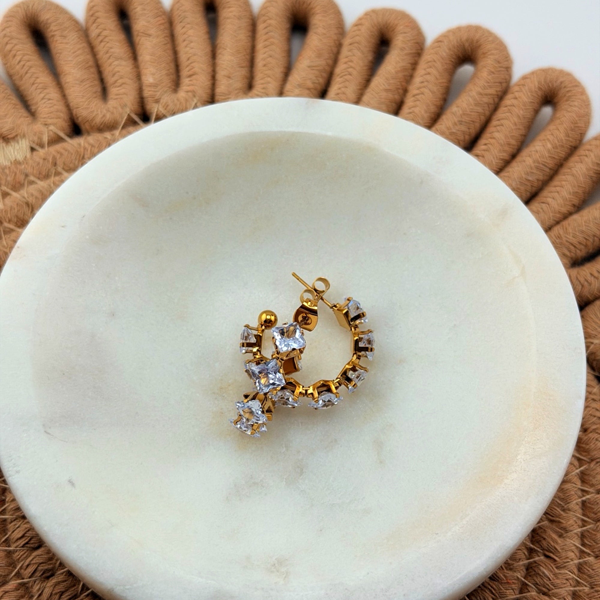 Crystal Hoop Earrings 18K Waterproof