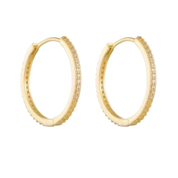Aretes de aro con circonias 14K - Image 3