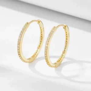 Aretes de aro con circonias 14K