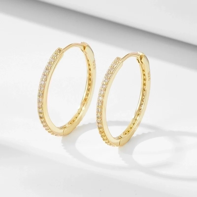 Aretes de aro con circonias 14K