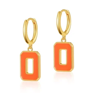 Aretes con incrustaciones de esmalte  18K