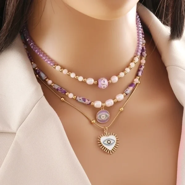 Collar bohemio con forma de corazón 18K - Image 3