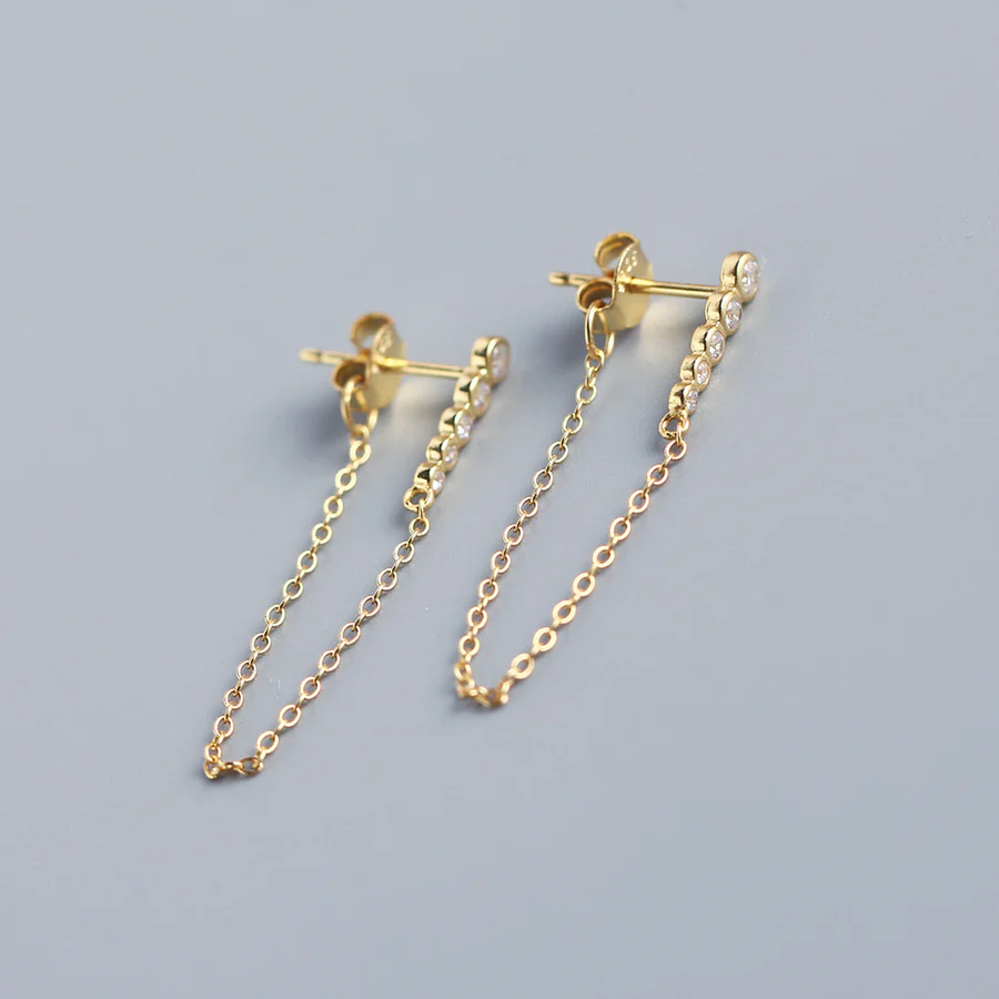 Aretes de botón 18K