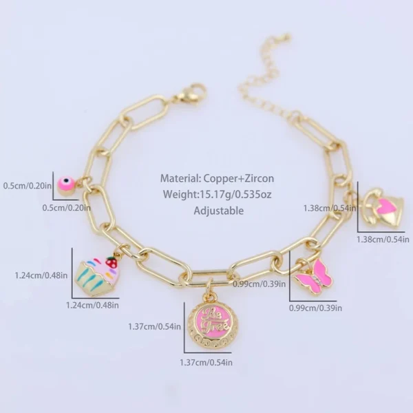 Pulsera con borlas de patchwork 18K - Image 3