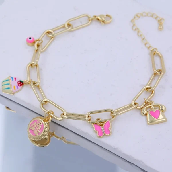 Pulsera con borlas de patchwork 18K - Image 2