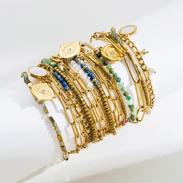 Pulsera de piedra natural 18K - Image 2