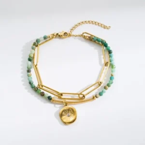 Pulsera de piedra natural 18K