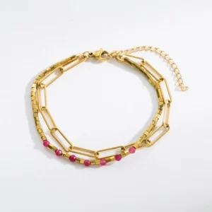 Pulsera de piedra natural 18K