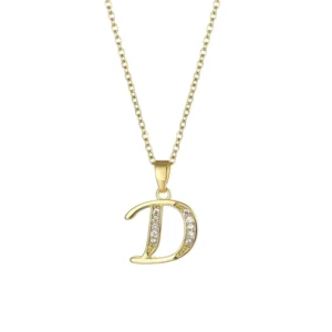 Collar con letra de carta "D" 18K