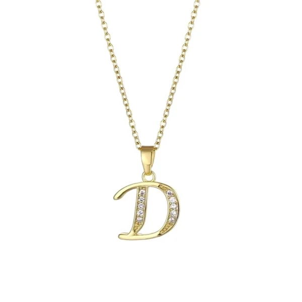 Collar con letra de carta "D" 18K