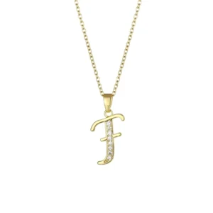 Collar con letra de carta "F" 18K
