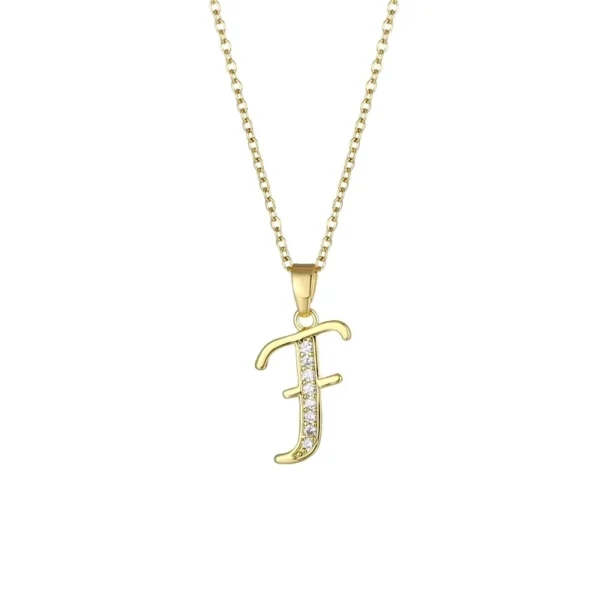 Collar con letra de carta "F" 18K
