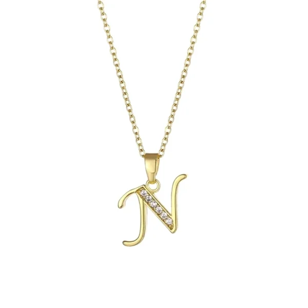 Collar  con letra de carta "N" 18K