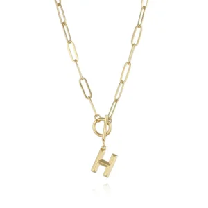 Collar con colgante letra "H" 18K