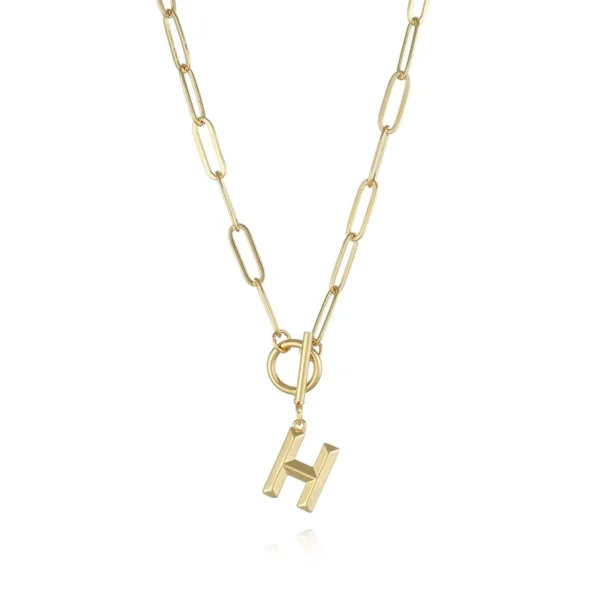 Collar con colgante letra "H" 18K