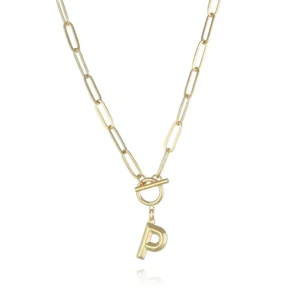 Collar con colgante letra "P" 18K