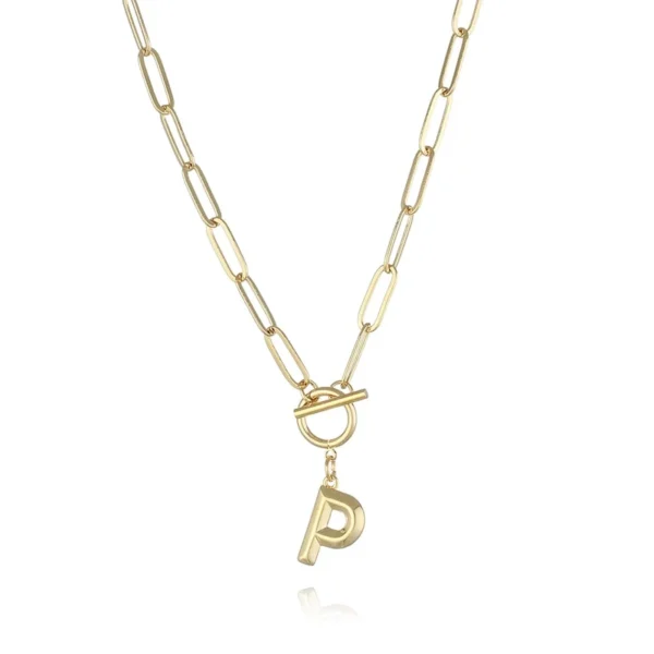 Collar con colgante letra "P" 18K