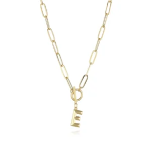 Collar con colgante letra "E" 18K