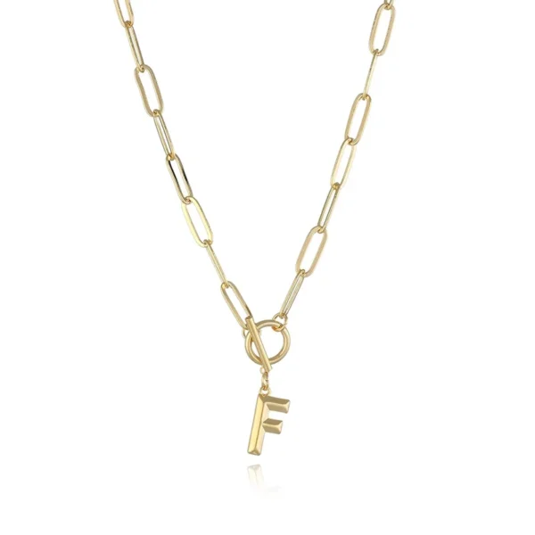 Collar con colgante letra "F" 18K