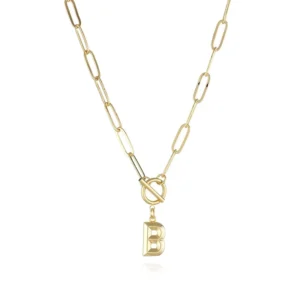 Collar con colgante letra "B" 18K