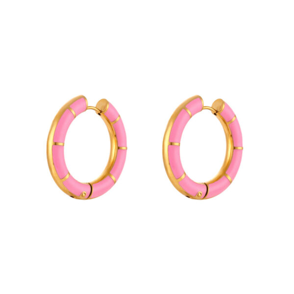 Aretes geométricos circulares rosado18K