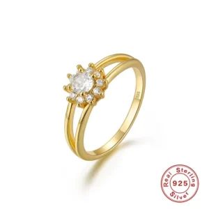 Anillo de flor con circonita- N6 -18K