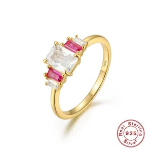 Anillo con piedra cuadrada - N7 -18K