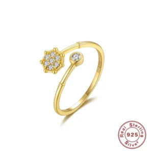 Anillo abierto minimalista geométrico 18K