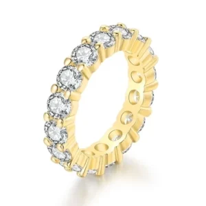 Anillo de circonita chapado en oro 18K