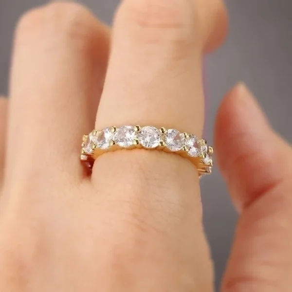 Anillo de circonita chapado en oro 18K - Image 3