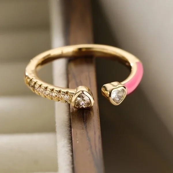 Anillo abierto con forma de corazón, chapado en oro de 18K - Image 3