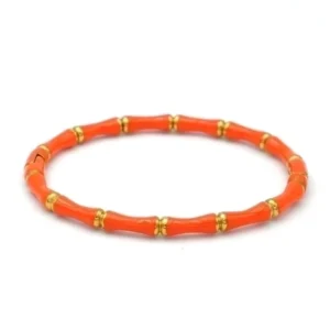 Pulsera de color sólido de bambú de estilo vintage chapado en oro 18K