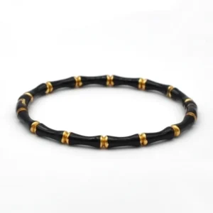 Pulsera de color sólido de bambú de estilo vintage chapado en oro 18K