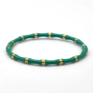 Pulsera de color sólido de bambú de estilo vintage chapado en oro 18K
