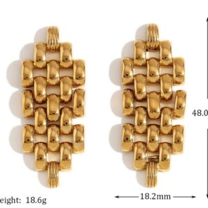 Pendientes geométricos circulares chapados en oro de 18K