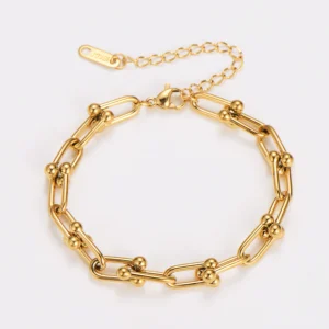 Pulsera con diseño geométrico chapado en oro 18K