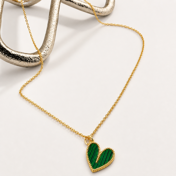 White Heart Necklace- 18K Gold Plated